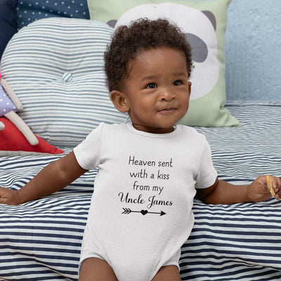 Custom Uncle Name Onesie - Uncle Memorial Baby Onesie - Heaven Sent With A Kiss From My Uncle Onesie - Guardian Angle Baby Onesie - Uncle In Heaven Onesie