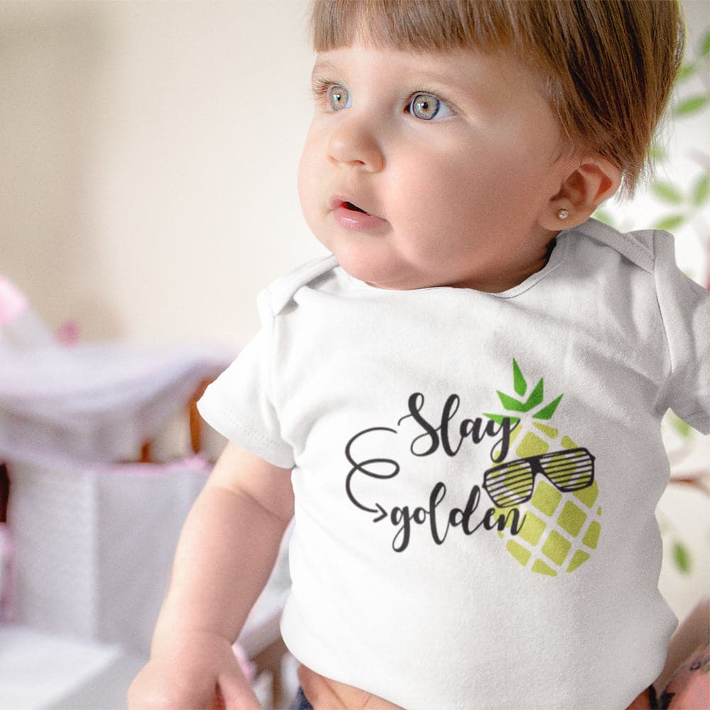 Cute Stay Golden Pineapple Onesie - Pineapple Baby Onesie - Funny Baby Onesie - Pineapple Baby Clothes