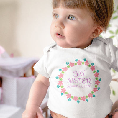 Big Sister Onesie - Big Sister Flower Wreath Onesie - Sister Baby Gift - Big Sister Floral Baby Clothes