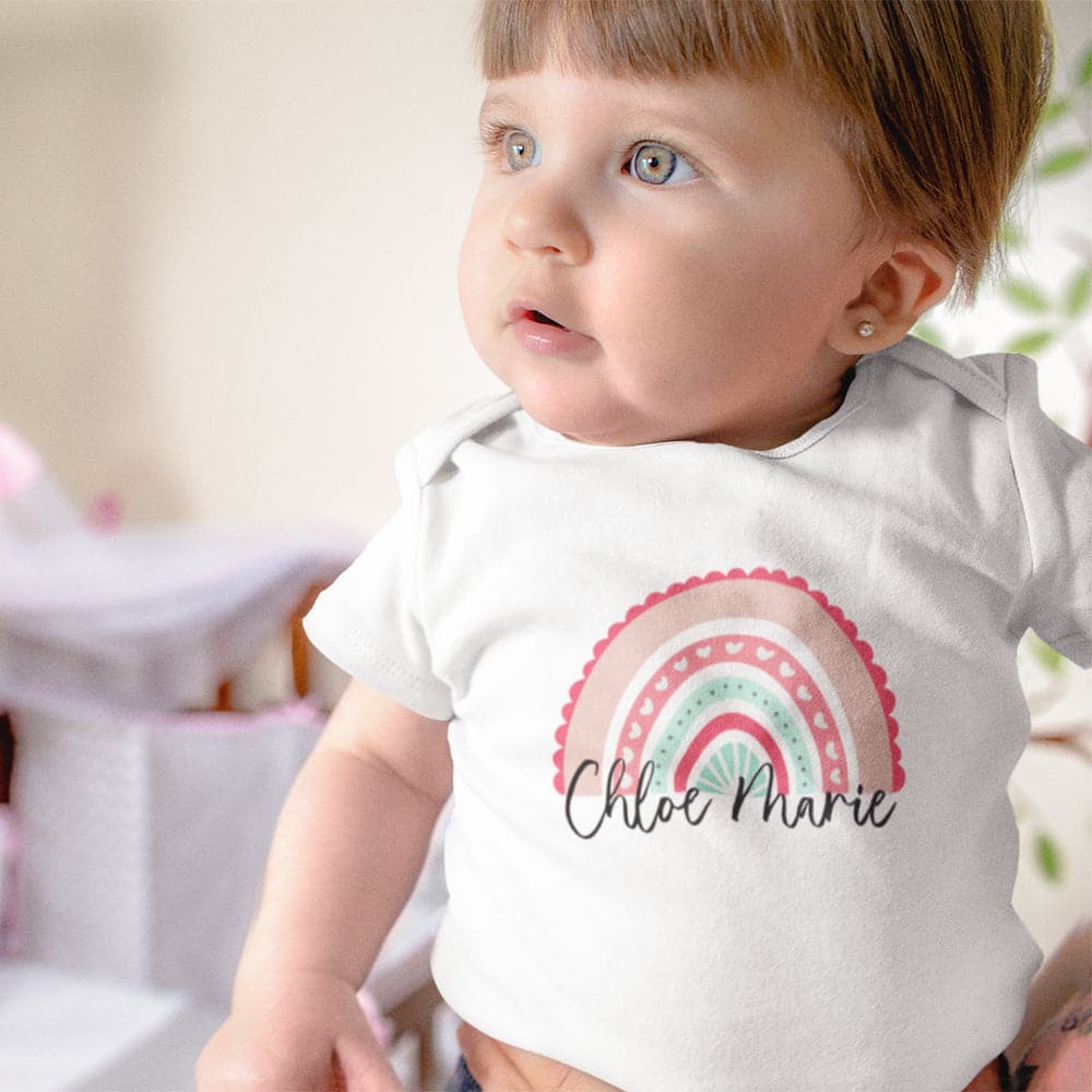 Personalized Rainbow Baby Bodysuit - Newborn Photo Outfit - Coming