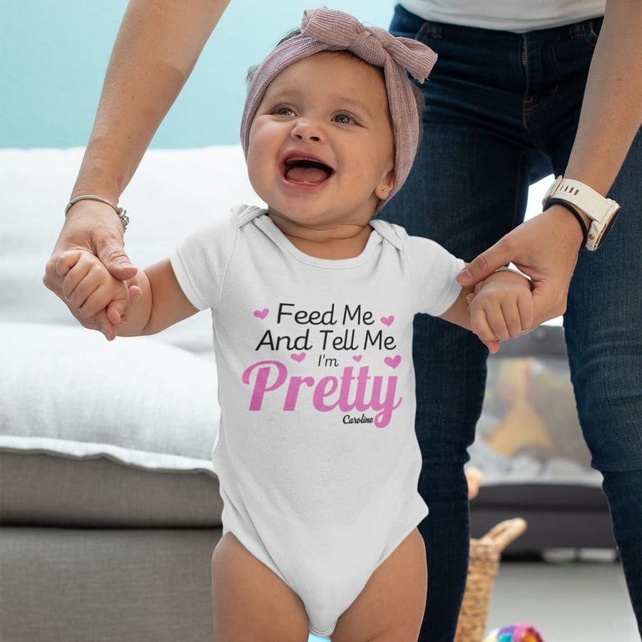 Personalized Baby Girl Onesie - Feed Me and Tell Me I'm Pretty - Tell Me I'm Pretty Onesie - Baby Girl Onesie - Baby Shower Gift - Funny Onesie - Newborn Onesie