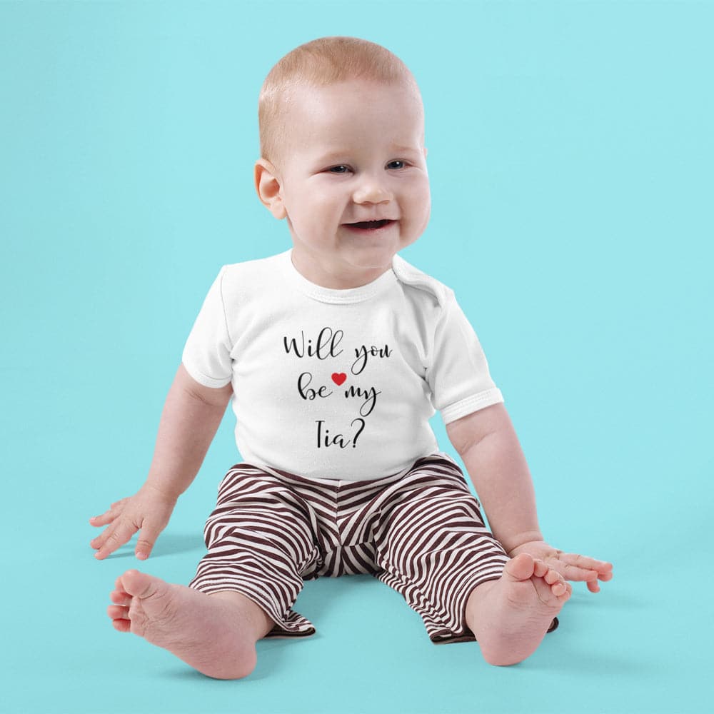 Tia Baby Clothes - New Tia Baby Onesie - Will You Be My Tia Baby Onesie - Cute Baby Clothes - Pregnancy Reveal Baby Onesie