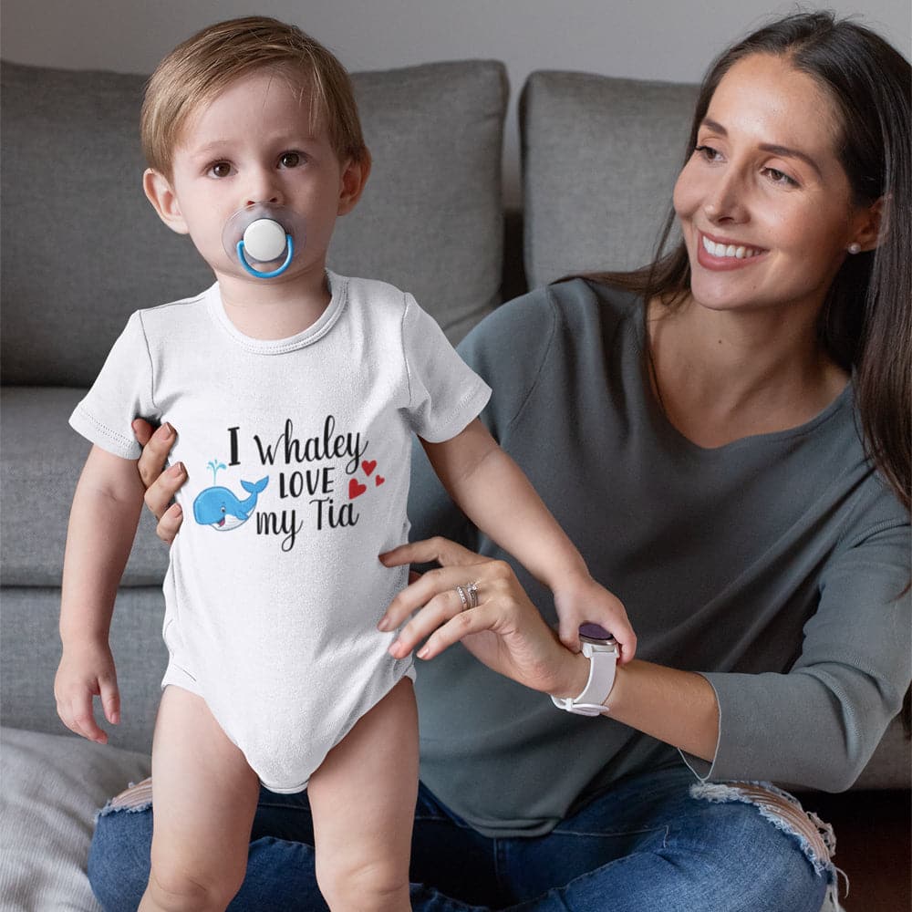 Animal Baby Onesie - Cute Whale Baby Onesie - I Whaley Love My Tia Baby Onesie - Tia Baby Clothes - Cute Baby Onesie
