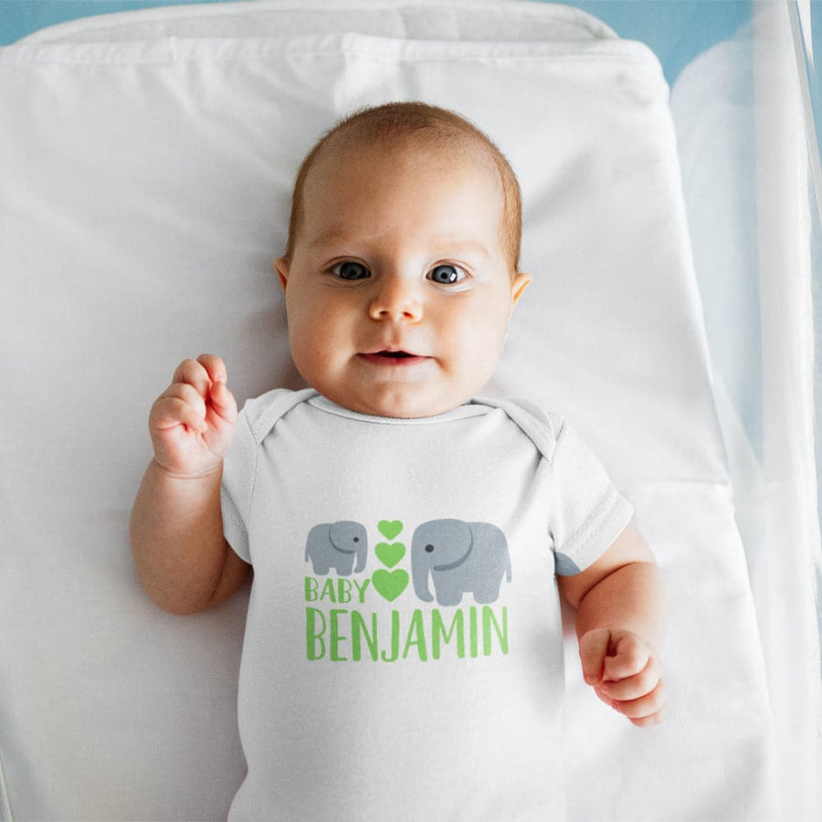 New Baby Gift - Baby Shower Gift - Elephant Infant Onesie - Hospital Gift - Personalized Baby Onesie