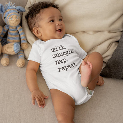 Funny Nap Clothes - Milk Snuggle Nap Repeat Onesie - Cute Baby Clothes - Nap Time Baby Onesie