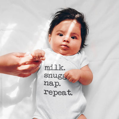 Funny Nap Clothes - Milk Snuggle Nap Repeat Onesie - Cute Baby Clothes - Nap Time Baby Onesie